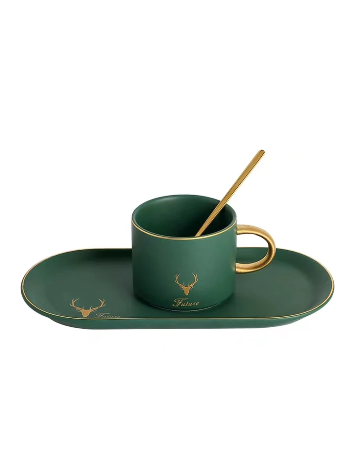 240ml High-grade Ceramic coffee cup European small luxury single elegant simple mug mug with spoon and plate Nordic ins 
240ml High-grade Ceramic coffee cup European small luxury single elegant simple mug mug with spoon and plate Nordic ins