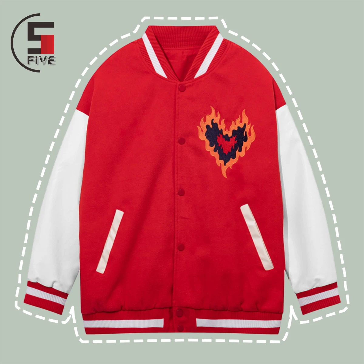 Hip Hop Flame Love Print Baseball Jacket Men's Streetwear Burning Bone Printing Harajuku Casual Jackets Winter Loose Unisex Coat
Hip Hop Flame Love Print Baseball Jacket Men's Streetwear Burning Bone Printing Harajuku Casual Jackets Winter Loose Unisex Coat