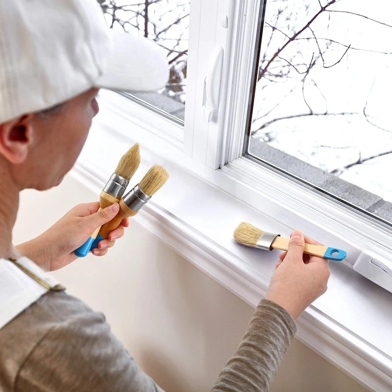 5Pcs Chalk Paint & Wax Brush Natural Bristle Brush Set - Round Brush, 3 Piece Brush Set & 4Inch Flat Brush 
5Pcs Chalk Paint & Wax Brush Natural Bristle Brush Set - Round Brush, 3 Piece Brush Set & 4Inch Flat Brush