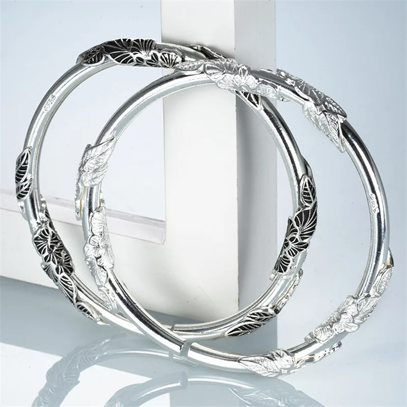 999 Filigree Silver Bracelet Ladies Retro Wind Wrapped Silk Leaf Fashion Open Bracelet Jewelry for Friends Engagement Party Gift
999 Filigree Silver Bracelet Ladies Retro Wind Wrapped Silk Leaf Fashion Open Bracelet Jewelry for Friends Engagement Party Gift