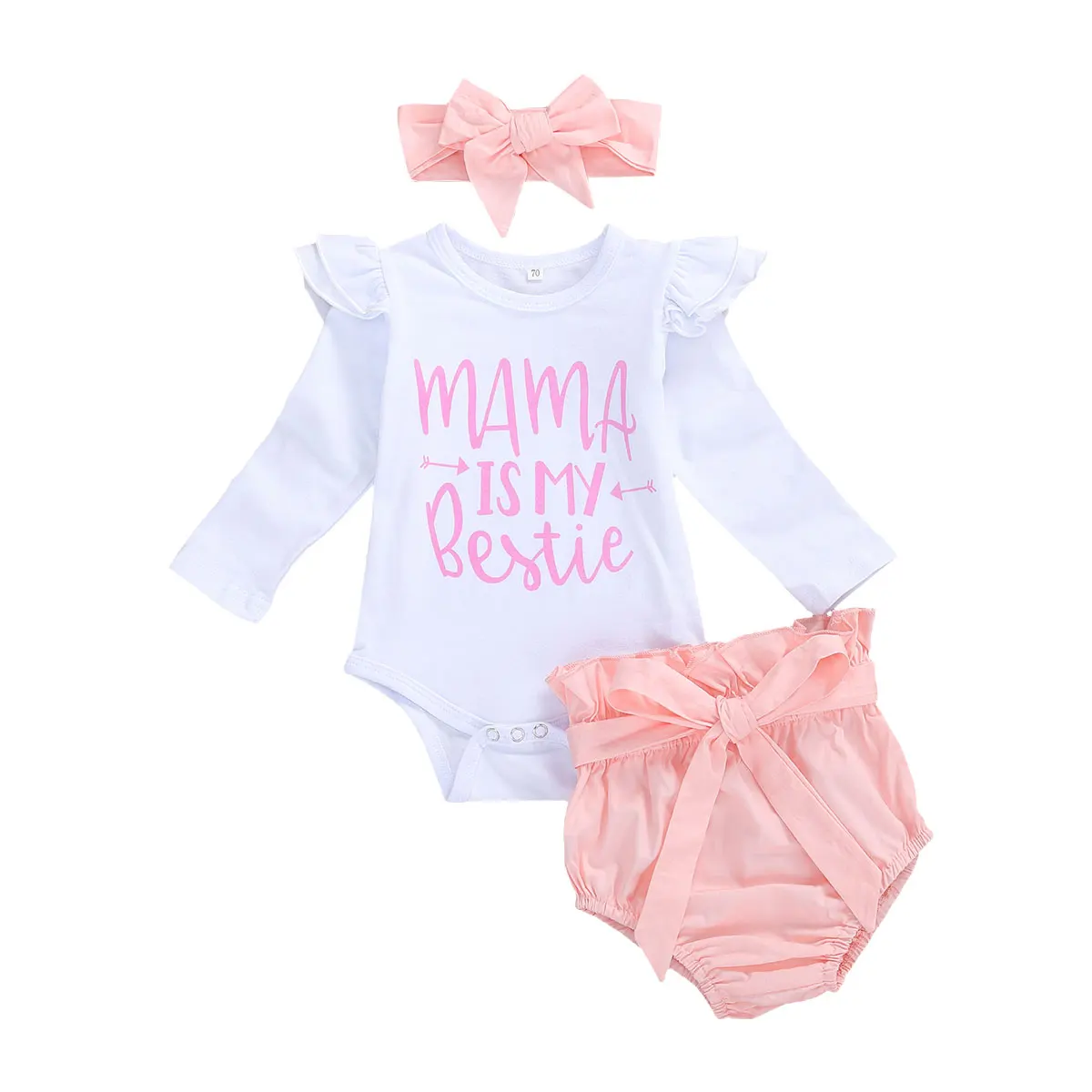 2020 Autumn Infant Baby Girls 3Pcs Clothing Set Newborn Ruffle Long Sleeve Round Neck Romper +Lace-up Shorts + Headband 0-18M
2020 Autumn Infant Baby Girls 3Pcs Clothing Set Newborn Ruffle Long Sleeve Round Neck Romper +Lace-up Shorts + Headband 0-18M