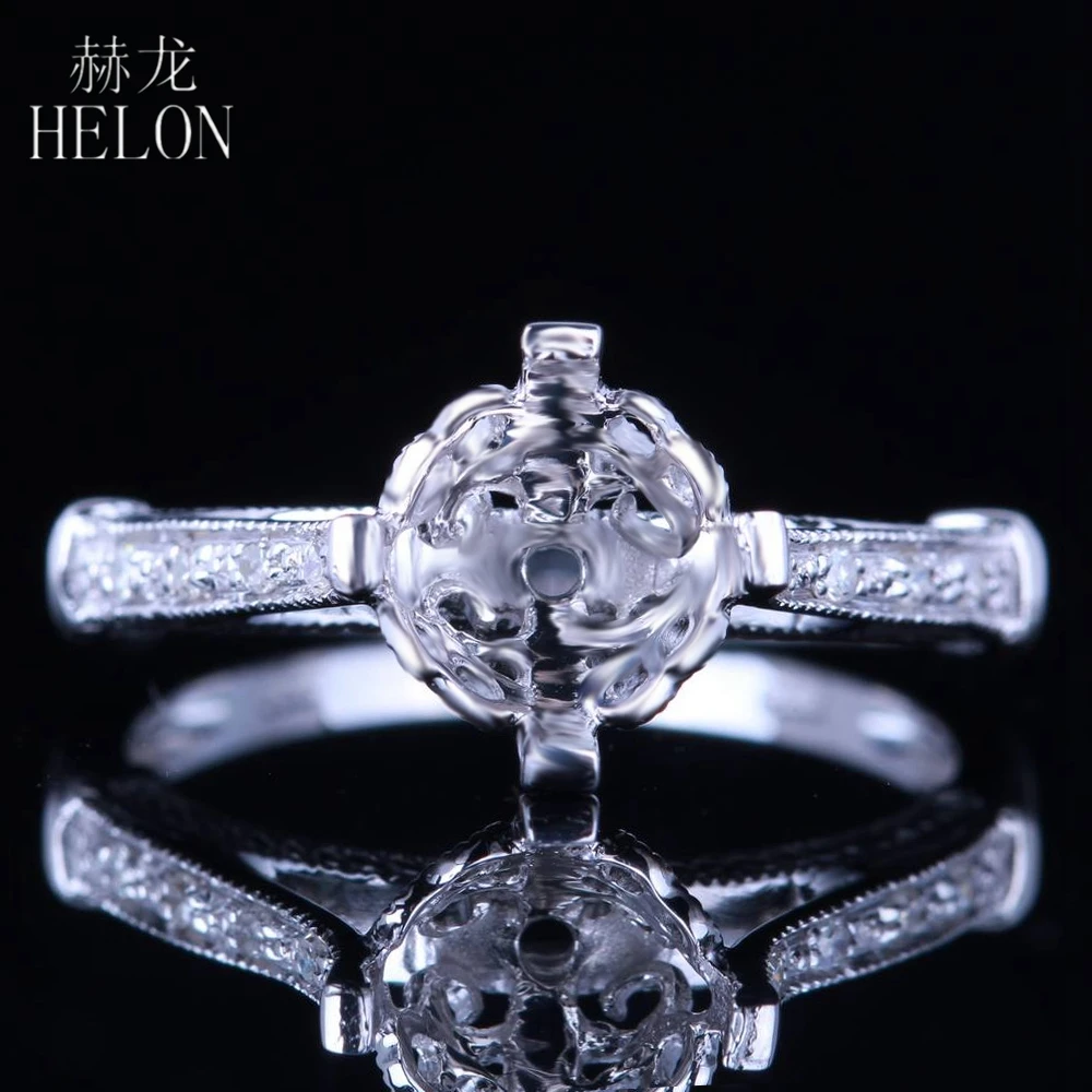 HELON Round 7mm Solid 14k White Gold Natural Diamonds Semi Mount Engagement Wedding Diamonds Ring Women Vintage Fine Jewelry
HELON Round 7mm Solid 14k White Gold Natural Diamonds Semi Mount Engagement Wedding Diamonds Ring Women Vintage Fine Jewelry