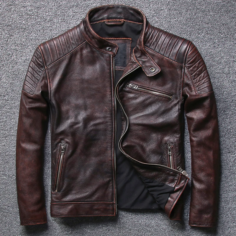 European Standard Quality Mens Cow Leather Coats Real Picture Bomber Flight Jacket XXXXL Overcoats 2020 A570 | Мужская одежда