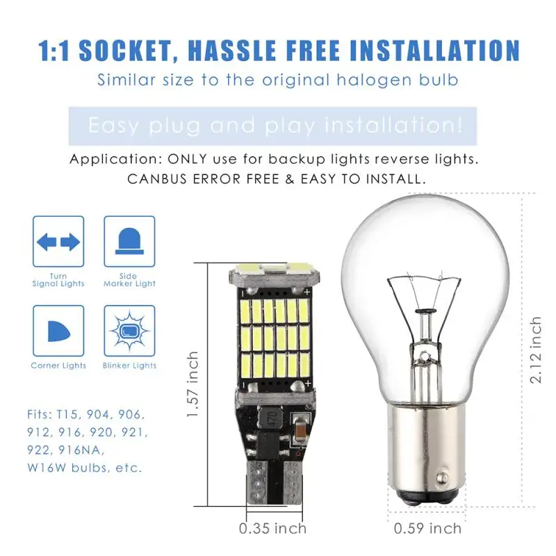 T15 W16W 45SMD 4014 LED Canbus Energy Saving Reverse Back Light Stop Light Reversing Light Brake Light Backup Light Super Bright
T15 W16W 45SMD 4014 LED Canbus Energy Saving Reverse Back Light Stop Light Reversing Light Brake Light Backup Light Super Bright
