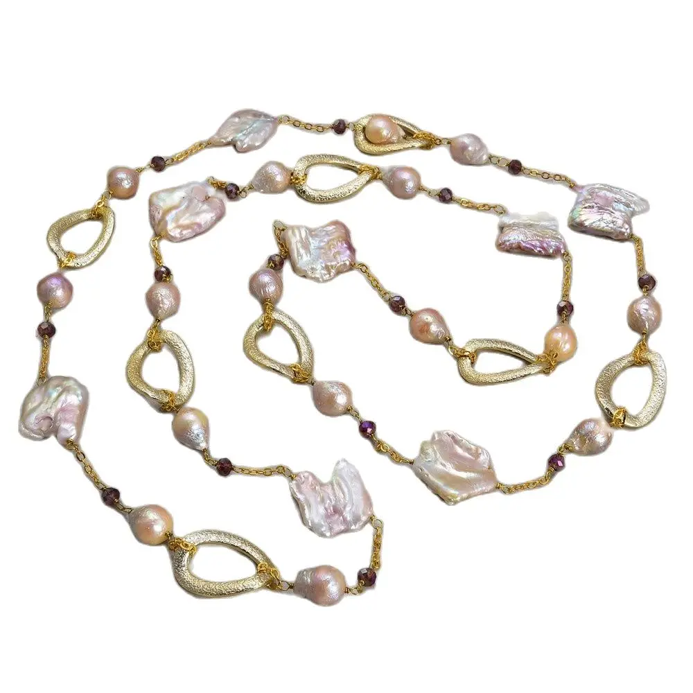 GG Jewelry 48'' 20x30MM Purple Keshi Edison Pearl Crystal Golden Plated Chain Necklace
GG Jewelry 48'' 20x30MM Purple Keshi Edison Pearl Crystal Golden Plated Chain Necklace