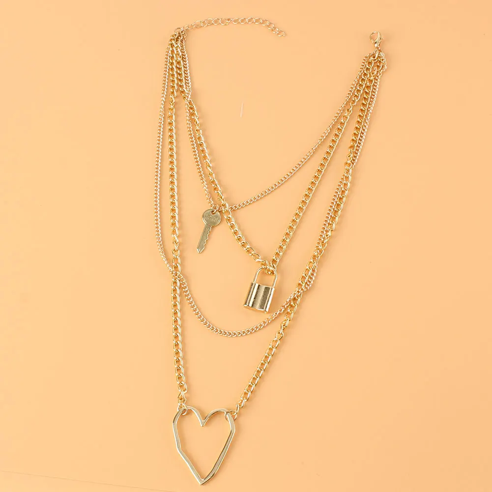 HaHaGirl Fashion Multi Layer Lock Portrait Pendants Necklaces For Women Gold Metal Key Heart Necklace New Design Jewelry Gifts
HaHaGirl Fashion Multi Layer Lock Portrait Pendants Necklaces For Women Gold Metal Key Heart Necklace New Design Jewelry Gifts