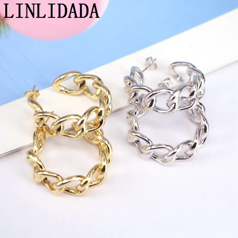 4Pairs 32mm New Rock Punk Hip Hop Style Link Chain Earrings Gold Silver Color Stud Earrings
4Pairs 32mm New Rock Punk Hip Hop Style Link Chain Earrings Gold Silver Color Stud Earrings