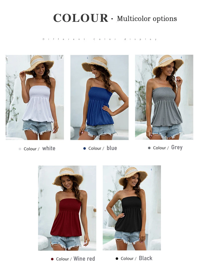 2021 Women's Summer Fashion Sexy Strapless Strapless Slim Line Collar Halter Clothes Elegant Fashion Dew Shoulder
2021 Women's Summer Fashion Sexy Strapless Strapless Slim Line Collar Halter Clothes Elegant Fashion Dew Shoulder