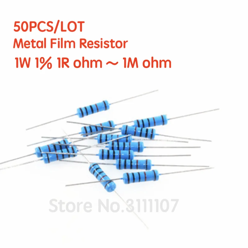 50PCS/LOT 1W 1% Metal film resistor 1% 1R ~ 1M 2R 10R 22R 47R 100R 330R 1K 4.7K 10K 22K 100K 470K 51 22 47 330 ohm resistance
50PCS/LOT 1W 1% Metal film resistor 1% 1R ~ 1M 2R 10R 22R 47R 100R 330R 1K 4.7K 10K 22K 100K 470K 51 22 47 330 ohm resistance