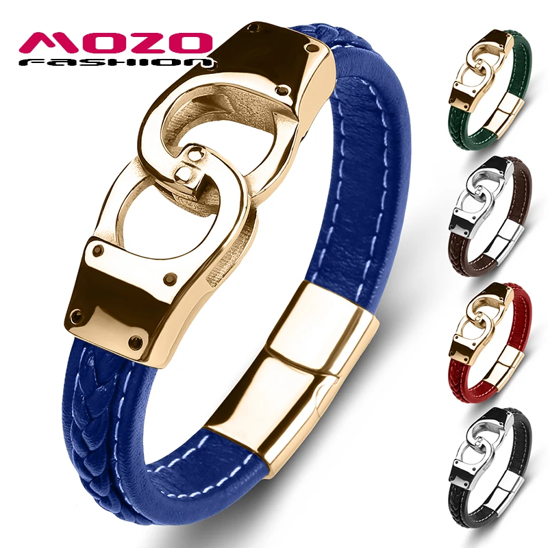 MOZO FASHION Punk Men Bracelets Genuine Leather Stainless Steel Charm High Quality Wholesale Handcuffs Jewelry Multicolor 117
MOZO FASHION Punk Men Bracelets Genuine Leather Stainless Steel Charm High Quality Wholesale Handcuffs Jewelry Multicolor 117