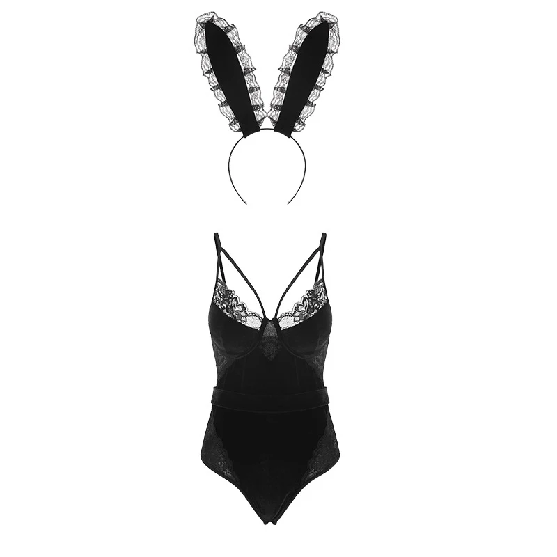 Women Sexy Hollow Backless Lace Bodysuit Bunny Girl Set Uniform Female Sleeveless Nightwear Erotic Stitching Mesh Sling Homewear
Women Sexy Hollow Backless Lace Bodysuit Bunny Girl Set Uniform Female Sleeveless Nightwear Erotic Stitching Mesh Sling Homewear