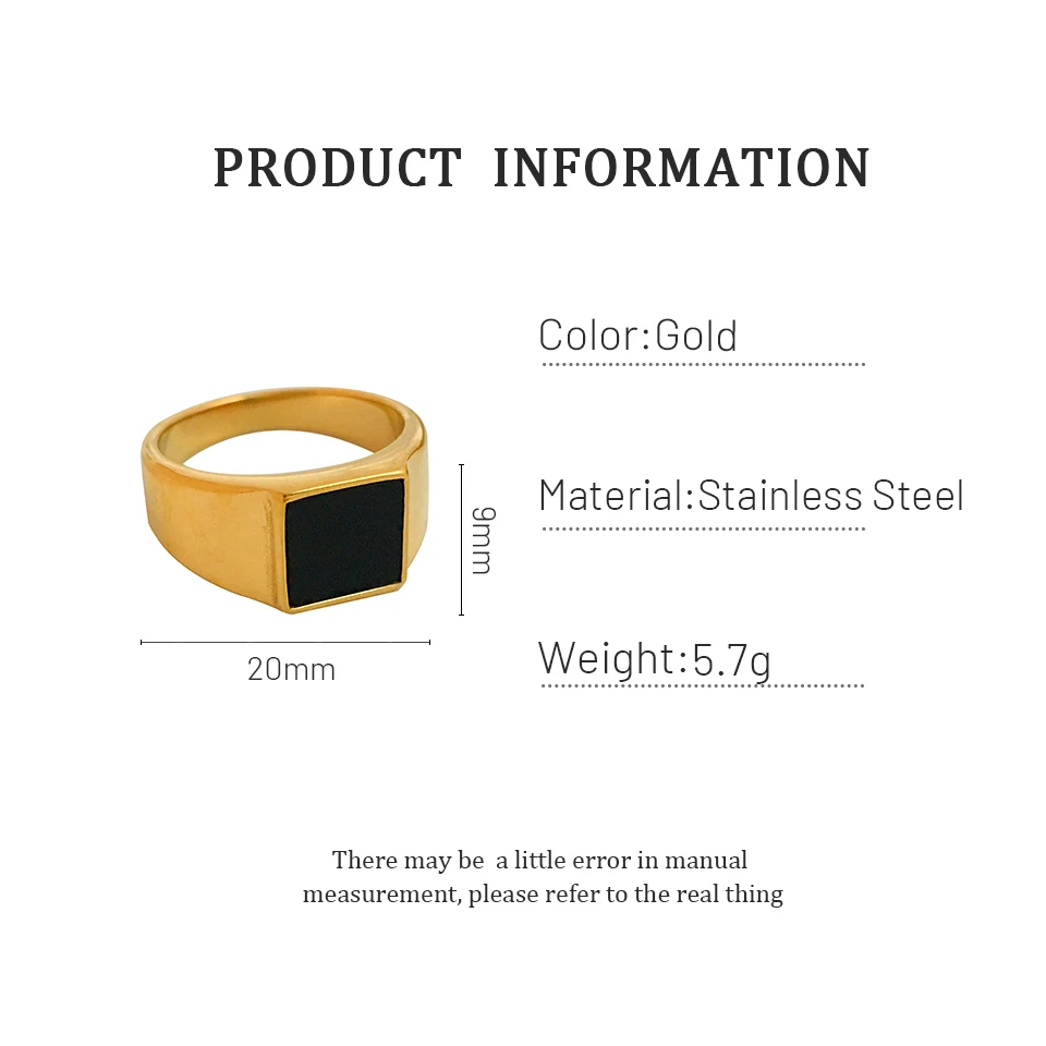 Monlansher Thick Punk Gold Color Titanium Steel Rings Black Enamel Geometric Square Ring Minimalist Fashion Finger Rings Jewelry
Monlansher Thick Punk Gold Color Titanium Steel Rings Black Enamel Geometric Square Ring Minimalist Fashion Finger Rings Jewelry