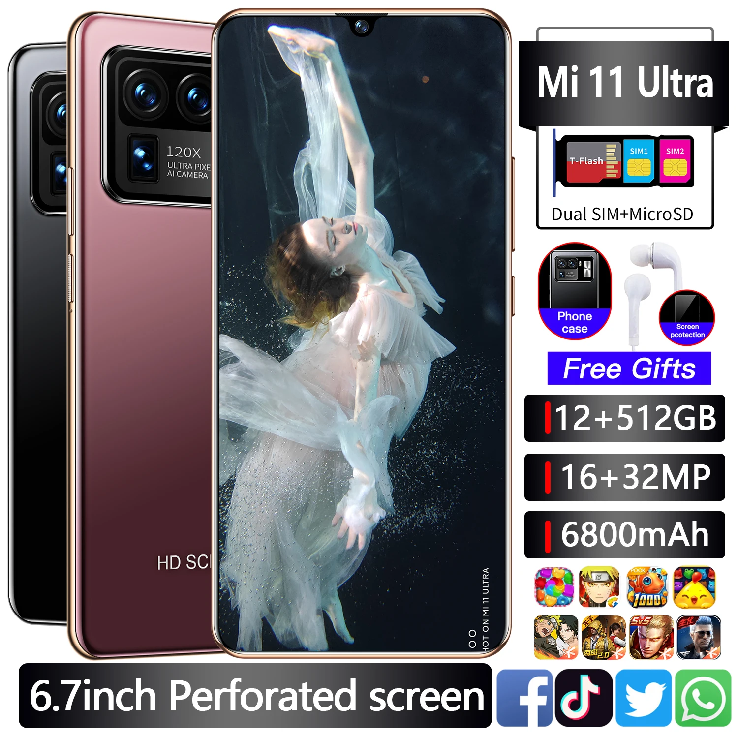 2021 New Global Version Mi11 Ultra 6.7Inch Smartphone Android 6800mAh 12+512GB 16+32MP Face Unlock Google Android 5G Mobilephone
2021 New Global Version Mi11 Ultra 6.7Inch Smartphone Android 6800mAh 12+512GB 16+32MP Face Unlock Google Android 5G Mobilephone
