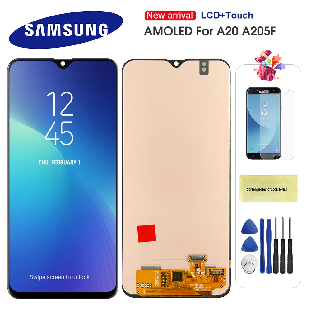Оригинальный ЖК-дисплей для Samsung Galaxy A20 A205, зеркальный ЖК-дисплей, сенсорный экран, дигитайзер в сборе, замена для ЖК-экрана A20
Оригинальный ЖК-дисплей для Samsung Galaxy A20 A205, зеркальный ЖК-дисплей, сенсорный экран, дигитайзер в сборе, замена для ЖК-экрана A20