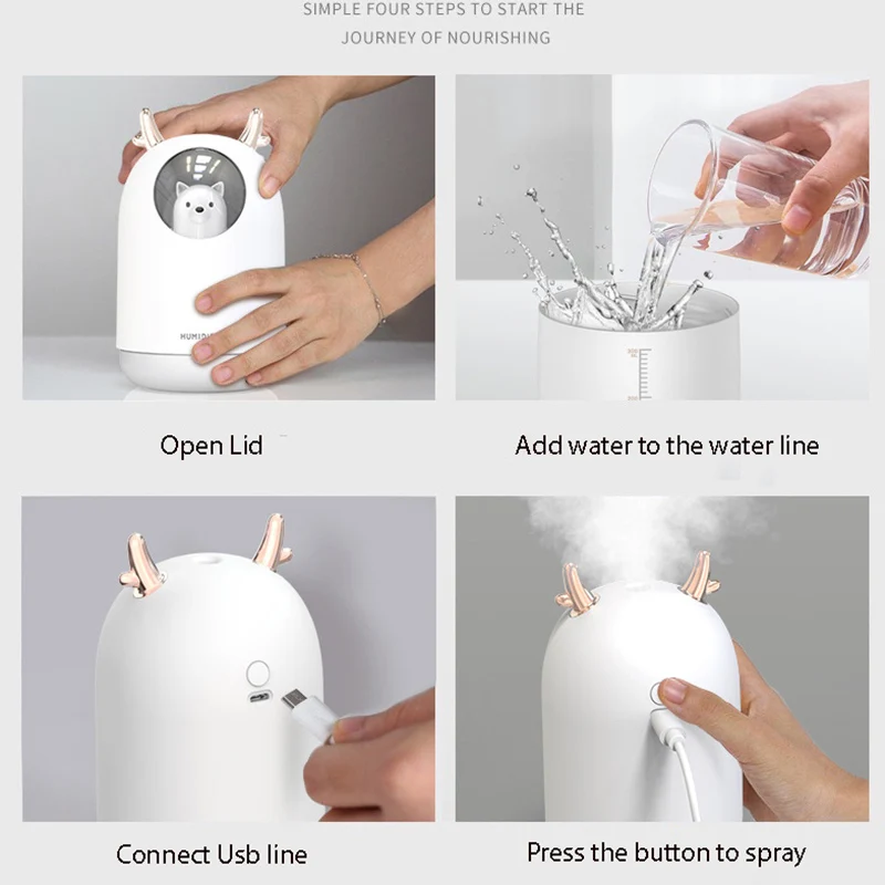 Ultrasonic Air Humidifier 300ml Adorable Pet Ultrasonic Cool Mist Aroma Air Oil Diffuser Nano Spray Romantic Colors LED Lam
Ultrasonic Air Humidifier 300ml Adorable Pet Ultrasonic Cool Mist Aroma Air Oil Diffuser Nano Spray Romantic Colors LED Lam
