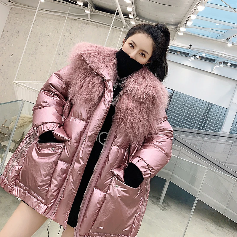 90% White Duck Down Winter Coat Women Mongolia Sheep Fur Loose Jacket Stitching Beach Wool Collar 2020 New Streetwear Women
90% White Duck Down Winter Coat Women Mongolia Sheep Fur Loose Jacket Stitching Beach Wool Collar 2020 New Streetwear Women