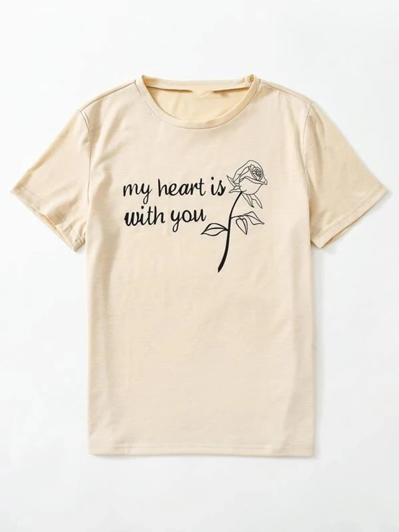 My Heart Is With You Rose Graphic Tee Khaki Casual Funny Kawaii Aesthetic Hipster Women T-Shirt Short Sleeves Hot Sale
My Heart Is With You Rose Graphic Tee Khaki Casual Funny Kawaii Aesthetic Hipster Women T-Shirt Short Sleeves Hot Sale