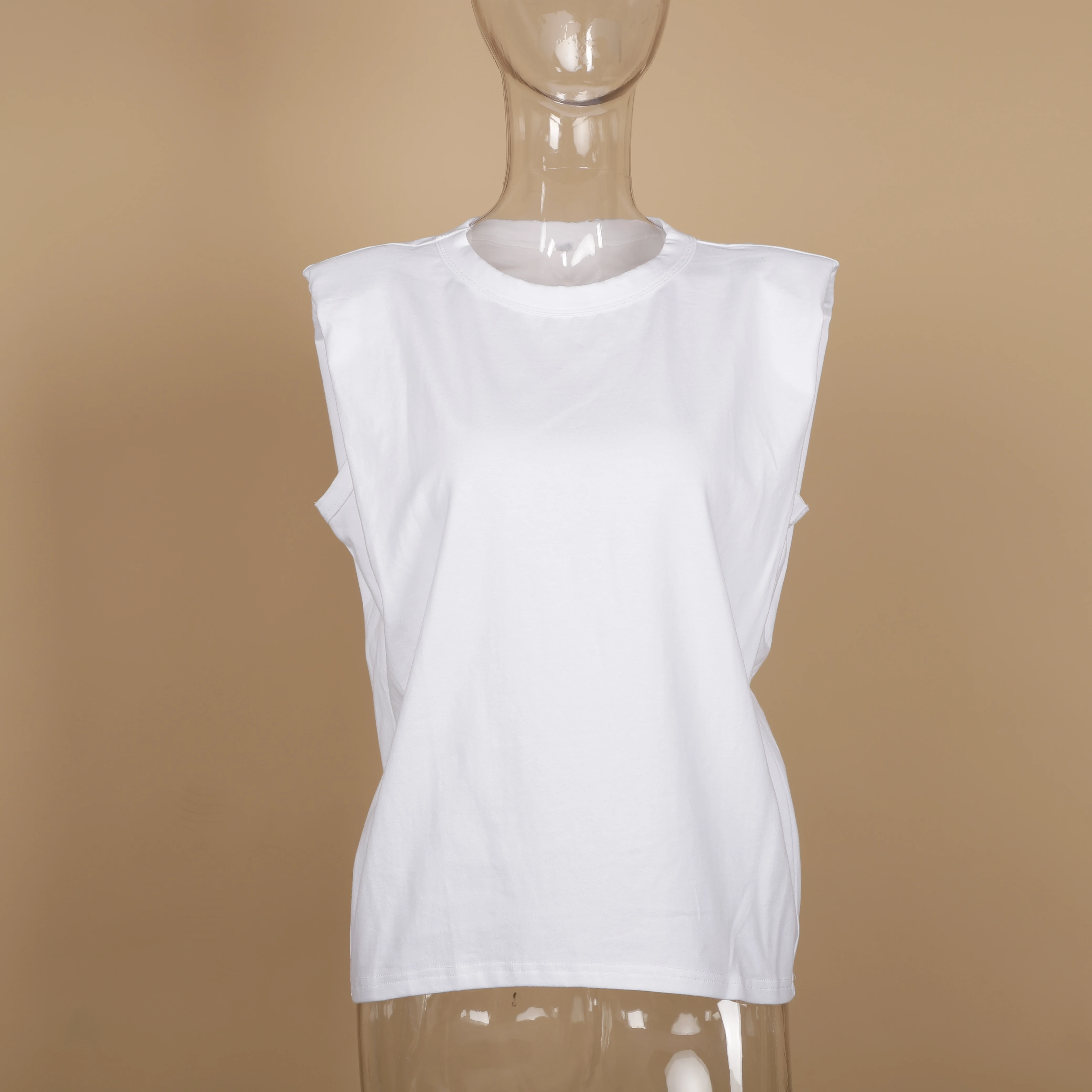 T-shirt col rond en coton avec epaules rembourrees pour femme, haut sans manches, resistant, decontracte ample, coreen 2021
T-shirt col rond en coton avec epaules rembourrees pour femme, haut sans manches, resistant, decontracte ample, coreen 2021