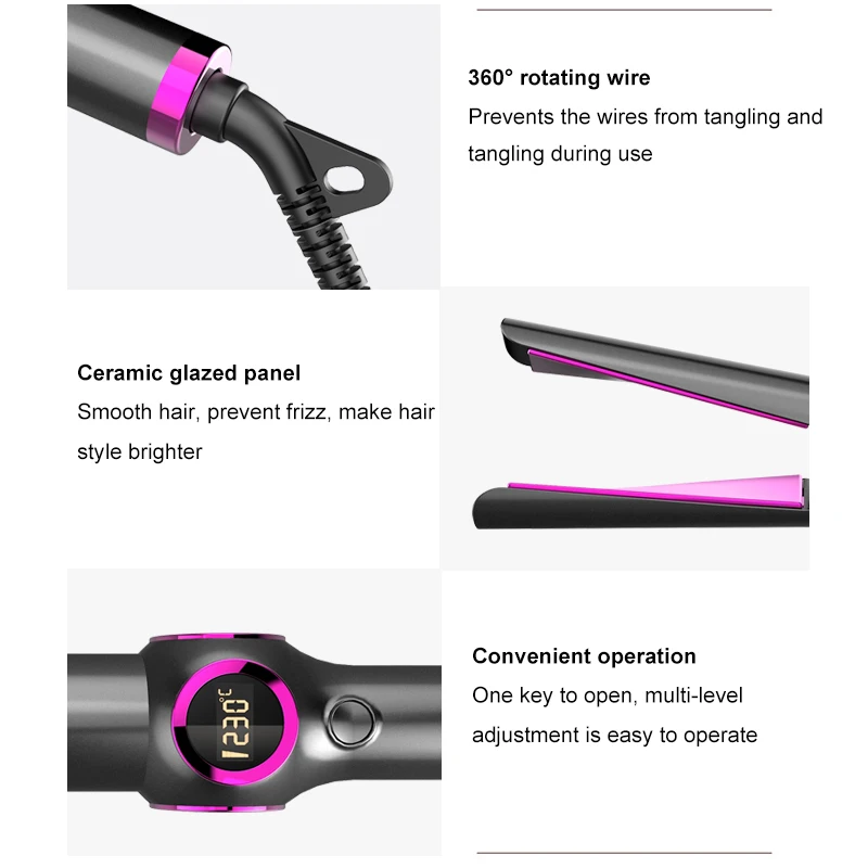 Professional Hair Straightener Curler Hair Flat Iron Negative Ion Infrared Hair Straighting Curling Iron Corrugation LED Display
Professional Hair Straightener Curler Hair Flat Iron Negative Ion Infrared Hair Straighting Curling Iron Corrugation LED Display