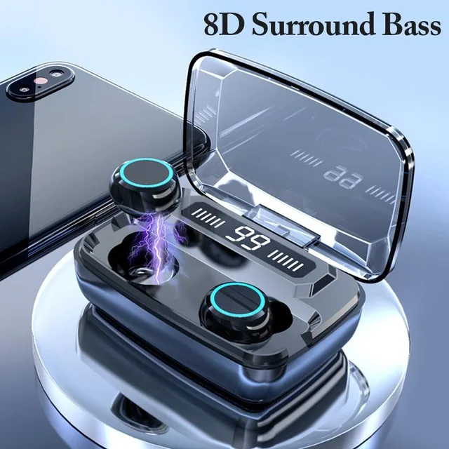 TWS 3300mAh Charging Box Bluetooth Earphones Wireless Headphone 9D Stereo Sports Waterproof Earbuds Headsets With Microphone
TWS 3300mAh Charging Box Bluetooth Earphones Wireless Headphone 9D Stereo Sports Waterproof Earbuds Headsets With Microphone