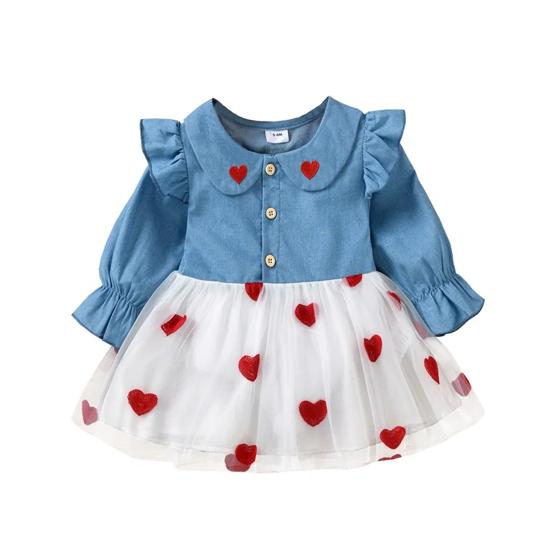 Cute Baby Girls Tulle Dress Long Sleeve Doll Collar Button Front Heart Denim Tops Tutu Skirts
Cute Baby Girls Tulle Dress Long Sleeve Doll Collar Button Front Heart Denim Tops Tutu Skirts