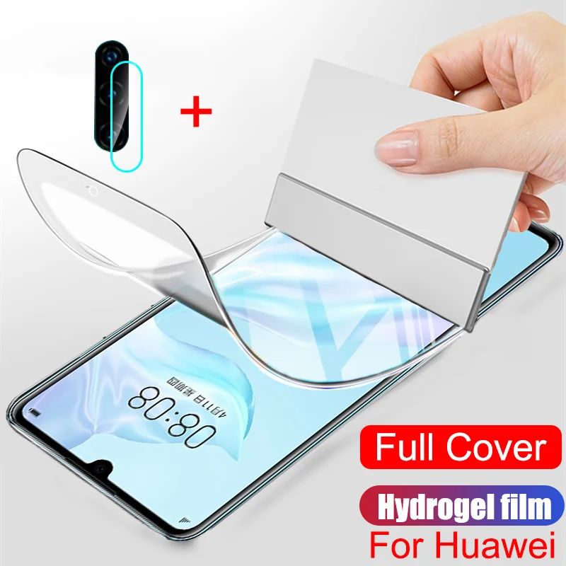 

Protective Hydrogel Film For Huawei P30 P20 Pro P10 P40 Lite Mate 10 20 P smart 2019 Z Nova 5T Screen Protector Camera Glass