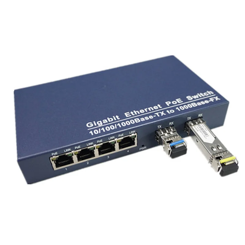 10/100/1000 м 2 SFP оптический порт 4 RJ45 poe коммутатор Gigabit ethernet переключатель поэ 6 медиа