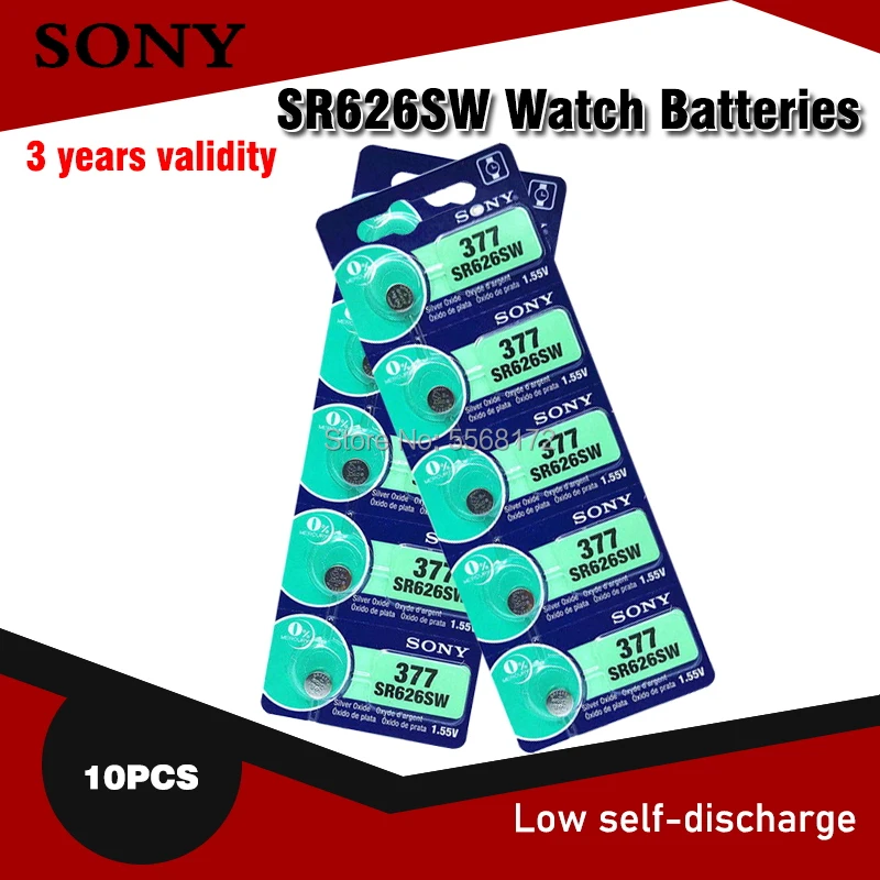 10 шт., Кнопочная батарейка для часов Sony 1,55 в AG4 SR626 377 LR626 LR66 SR66 SR626SW 377A
10 шт., Кнопочная батарейка для часов Sony 1,55 в AG4 SR626 377 LR626 LR66 SR66 SR626SW 377A