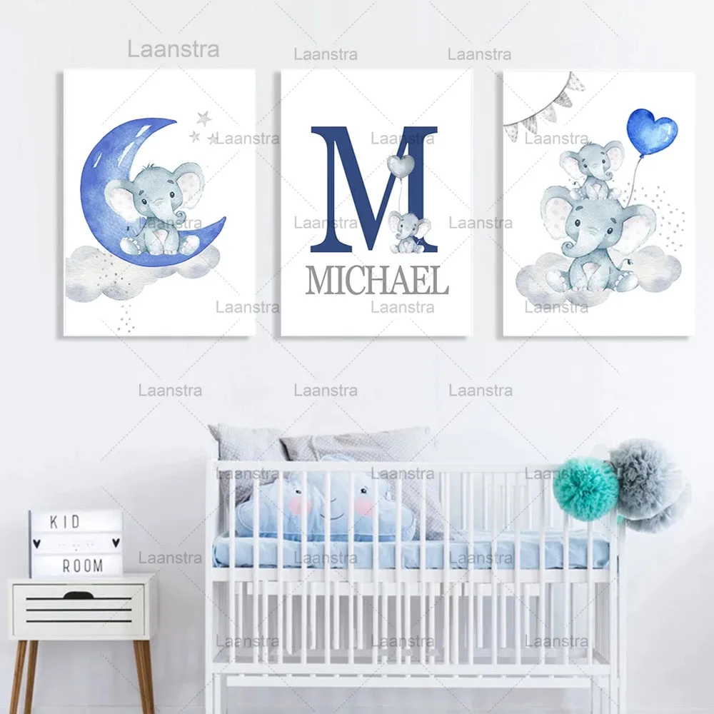 Custom Poster Nursery Prints Blue Baby Personalized Boyl's Name Wall Art Canvas Painting Pictures Elephant Animal Wall Art
Custom Poster Nursery Prints Blue Baby Personalized Boyl's Name Wall Art Canvas Painting Pictures Elephant Animal Wall Art