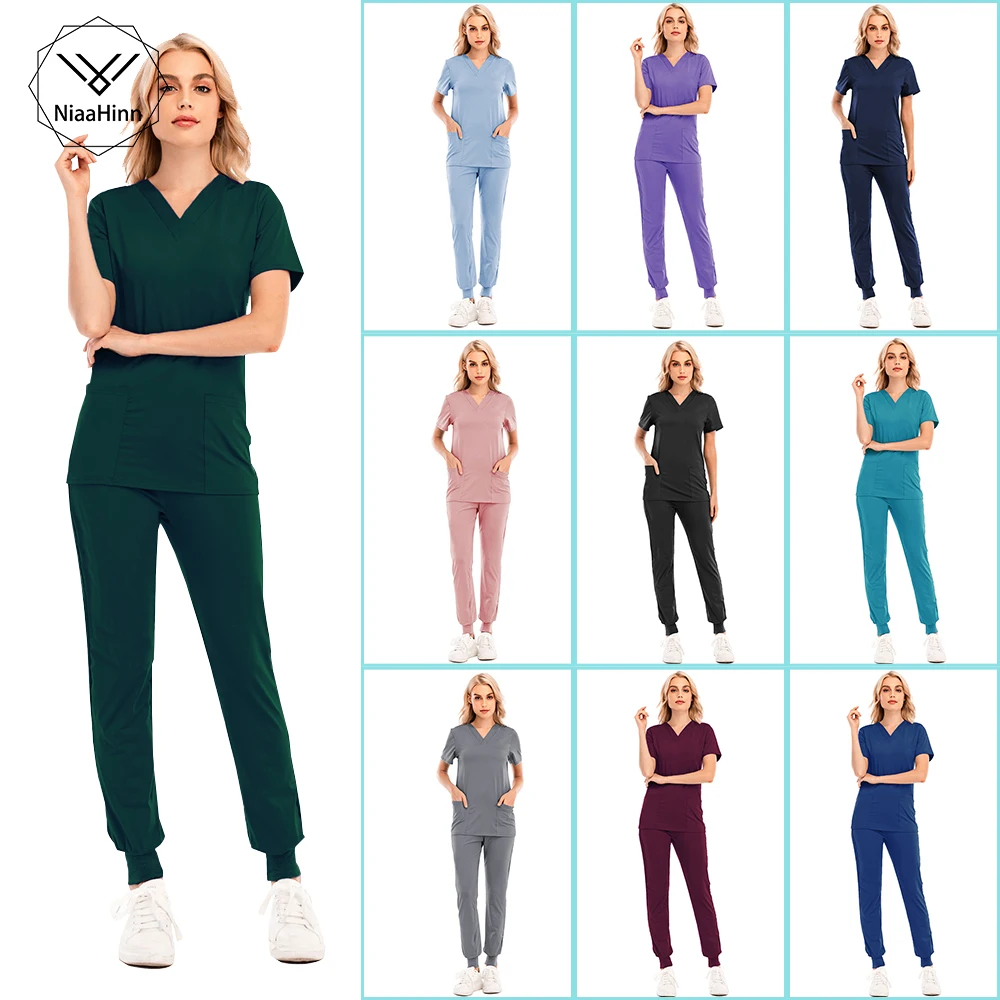 V-neck Scrubs Set for Women Joggers Wholesale Fashion Scrub Suits Hospital Uniform Set Solid Color Unisex Surgical Gown Pocket
V-neck Scrubs Set for Women Joggers Wholesale Fashion Scrub Suits Hospital Uniform Set Solid Color Unisex Surgical Gown Pocket