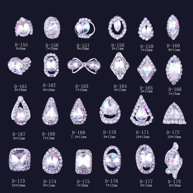 Nail Decoration Elegant Multiple Shapes Designs 10 pcs/Set Alloy With Exquisite Zircon Rhinestones For Nail Tips Beauty Salons
Nail Decoration Elegant Multiple Shapes Designs 10 pcs/Set Alloy With Exquisite Zircon Rhinestones For Nail Tips Beauty Salons