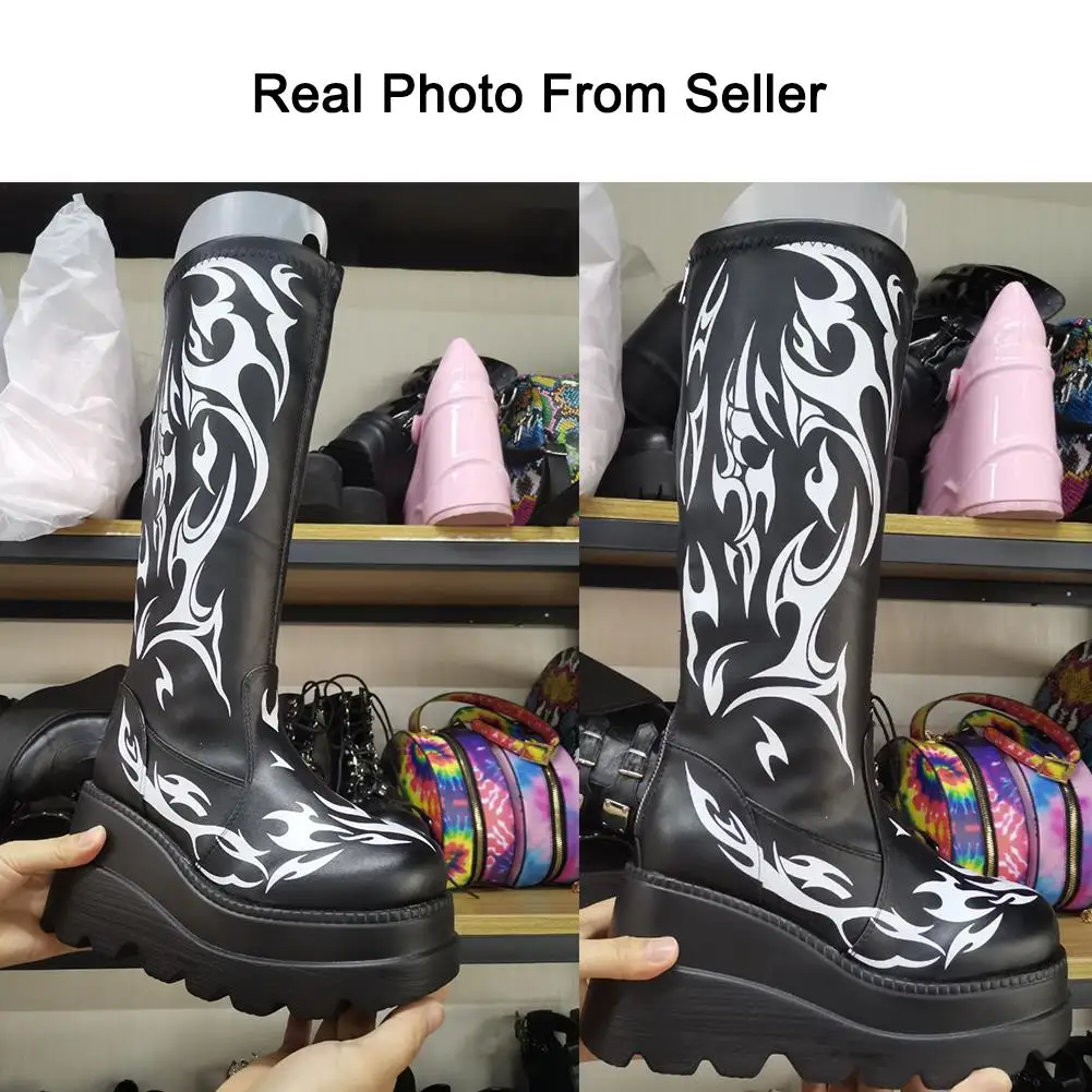 BONJOMARISA Big Size 43 Gothic Girls Punk Cool Platfom Wegdes Zipper Mid Calf Boots Autumn Flame Brand Design Motorcycle Boots
BONJOMARISA Big Size 43 Gothic Girls Punk Cool Platfom Wegdes Zipper Mid Calf Boots Autumn Flame Brand Design Motorcycle Boots