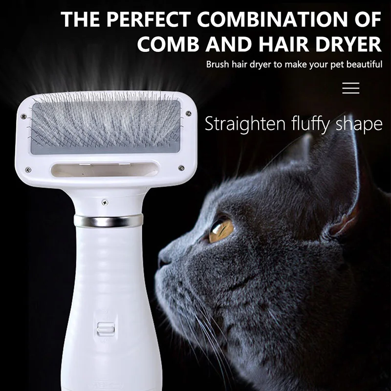 New Pet Life Portable 2in1 Pet Hair Dryer Brush Cat Dog Grooming Comb Blower with Slicker Brush Low Noise Pet Care