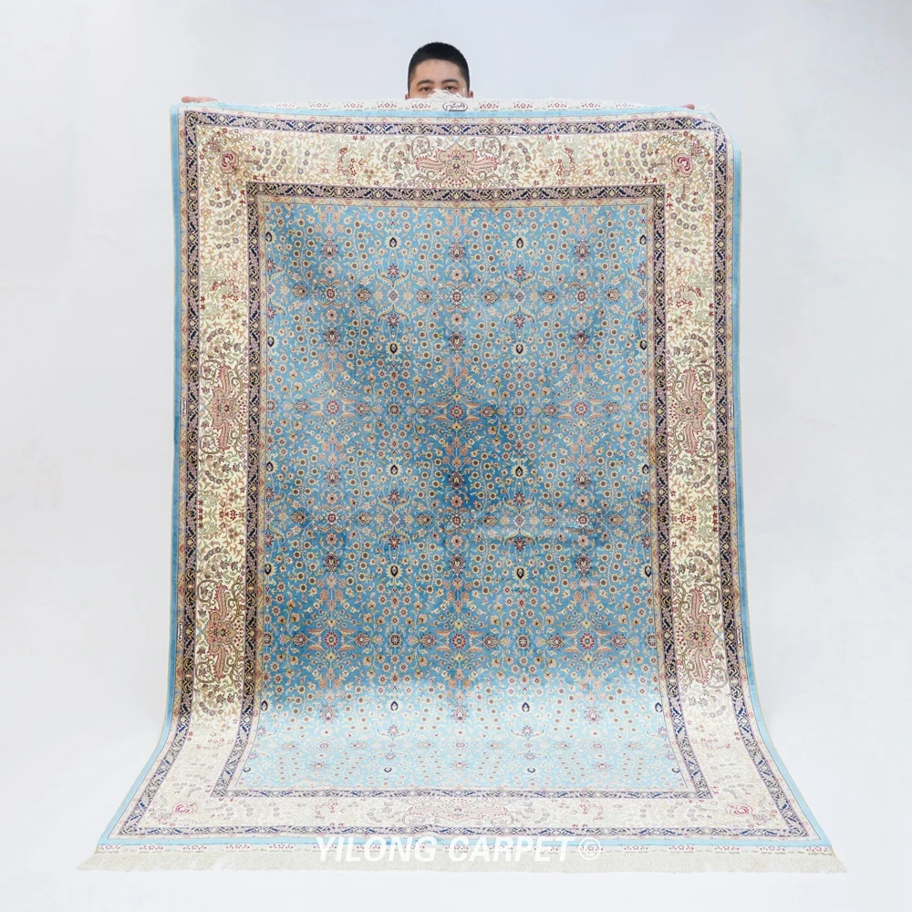 5'x7' Blue Pure Silk Carpet All Over Floral Design Silk Persian Carpets (YWX124A)
5'x7' Blue Pure Silk Carpet All Over Floral Design Silk Persian Carpets (YWX124A)