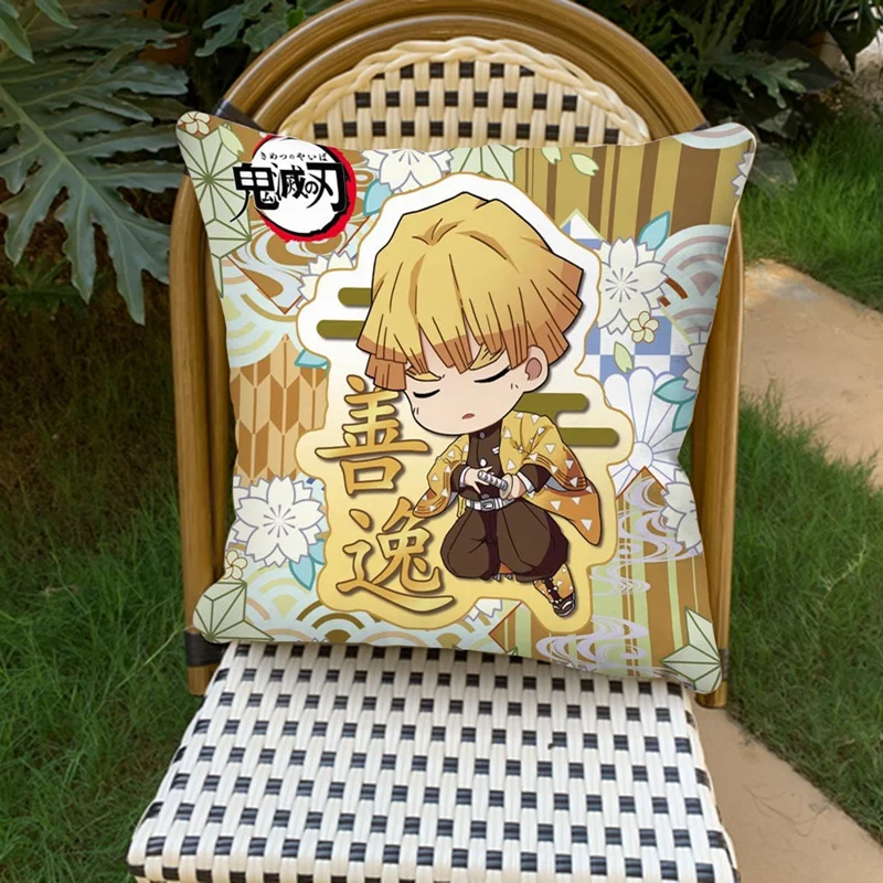 45x45cm Demon Slayer Cushion Chair Peach skin Cover Pillow Case Sofa Pillow Cover Home Decor