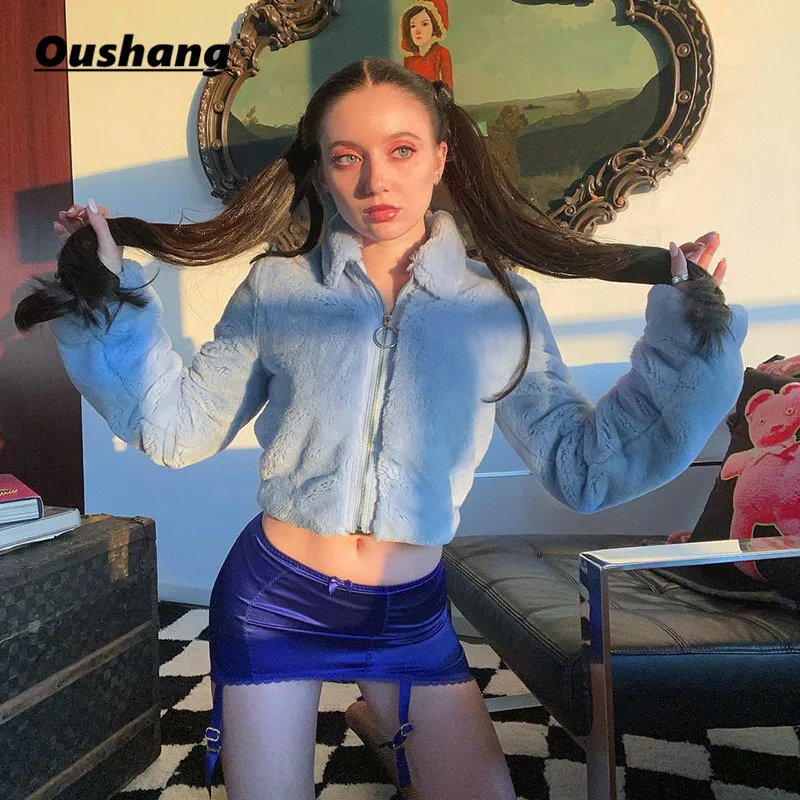 Women Windbreak Streetwear Y2K Velvet 2021 Autumn Winter Coat Zip Up Fur Turn Down Collar Jacket Crop Top Long Sleeve Clothes
Women Windbreak Streetwear Y2K Velvet 2021 Autumn Winter Coat Zip Up Fur Turn Down Collar Jacket Crop Top Long Sleeve Clothes