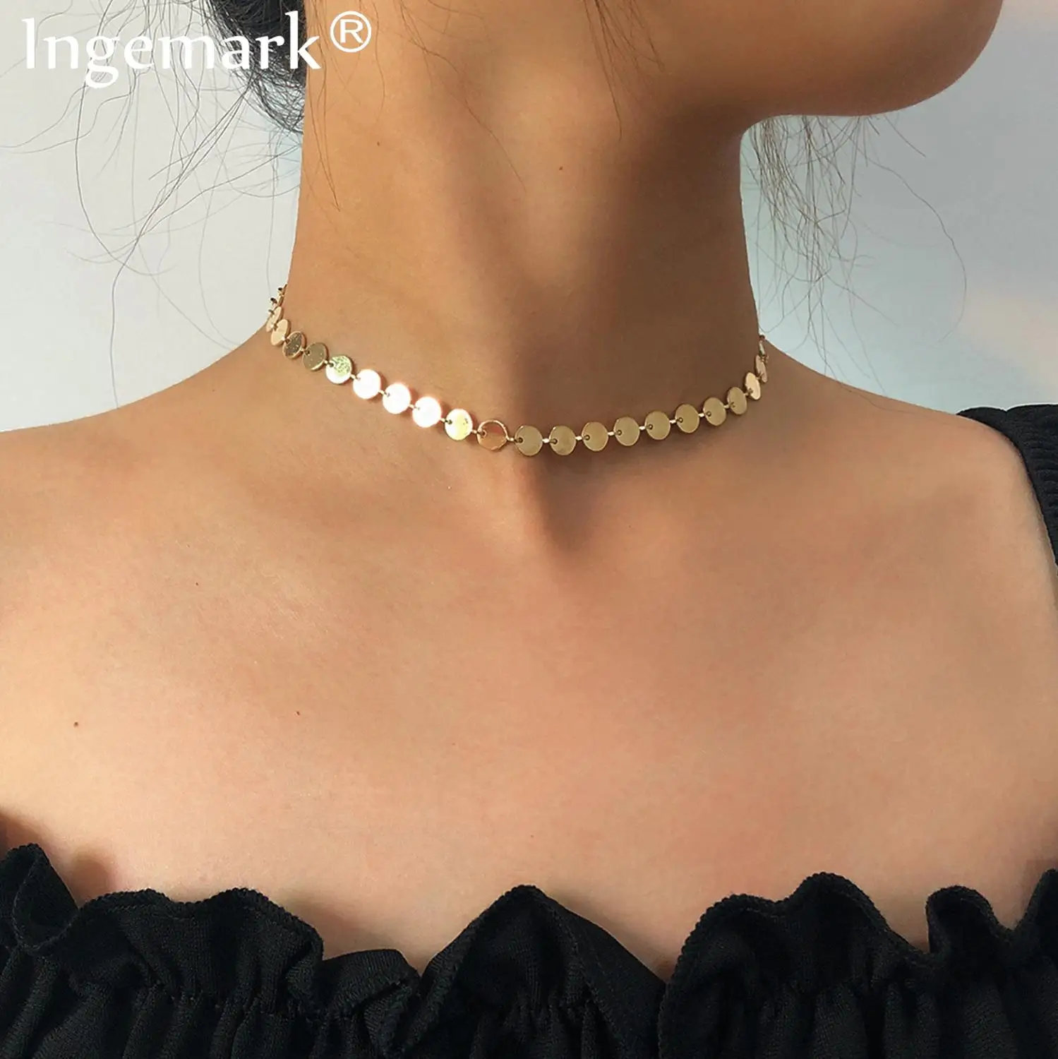 Punk Women Gold Color Sequin Chain Necklace Bijoux Collares Vintage Small Choker Necklaces for Women Jewelry Collier Femme 2020
Punk Women Gold Color Sequin Chain Necklace Bijoux Collares Vintage Small Choker Necklaces for Women Jewelry Collier Femme 2020