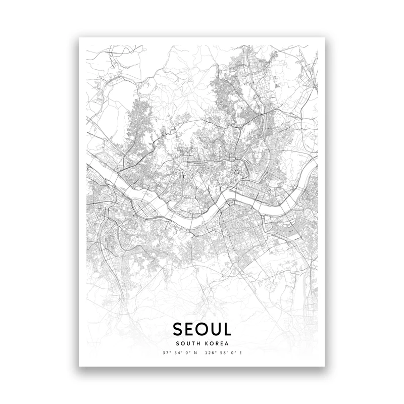 Карта Южной Кореи на холсте, aooins, черно-белая
Карта Южной Кореи на холсте, aooins, черно-белая