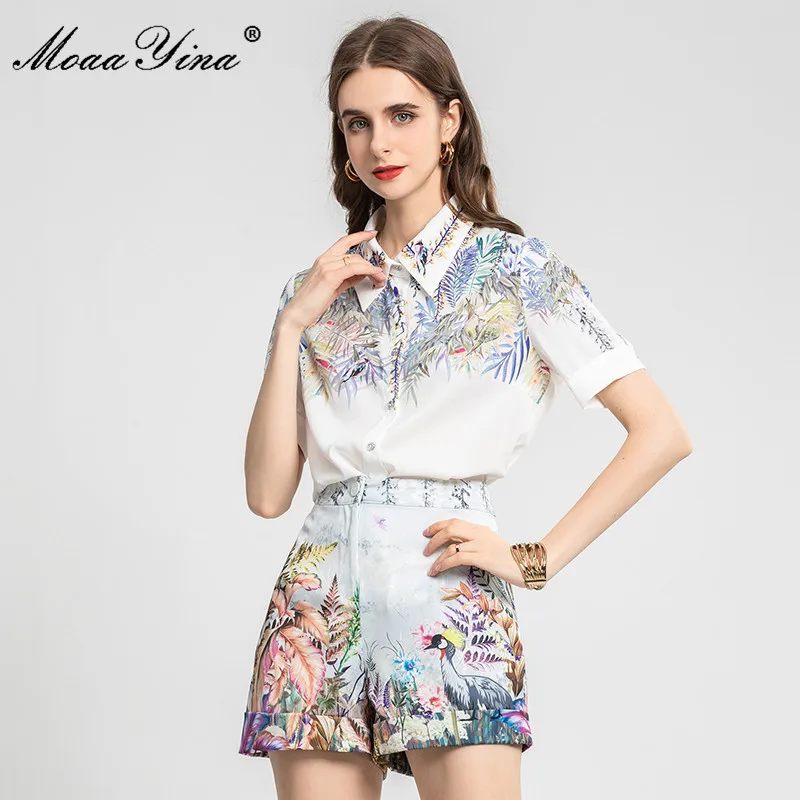 MoaaYina Fashion Designer Set Summer Women's Short sleeve Printed Blouses Tops and Shorts Two-piece suit
MoaaYina Fashion Designer Set Summer Women's Short sleeve Printed Blouses Tops and Shorts Two-piece suit