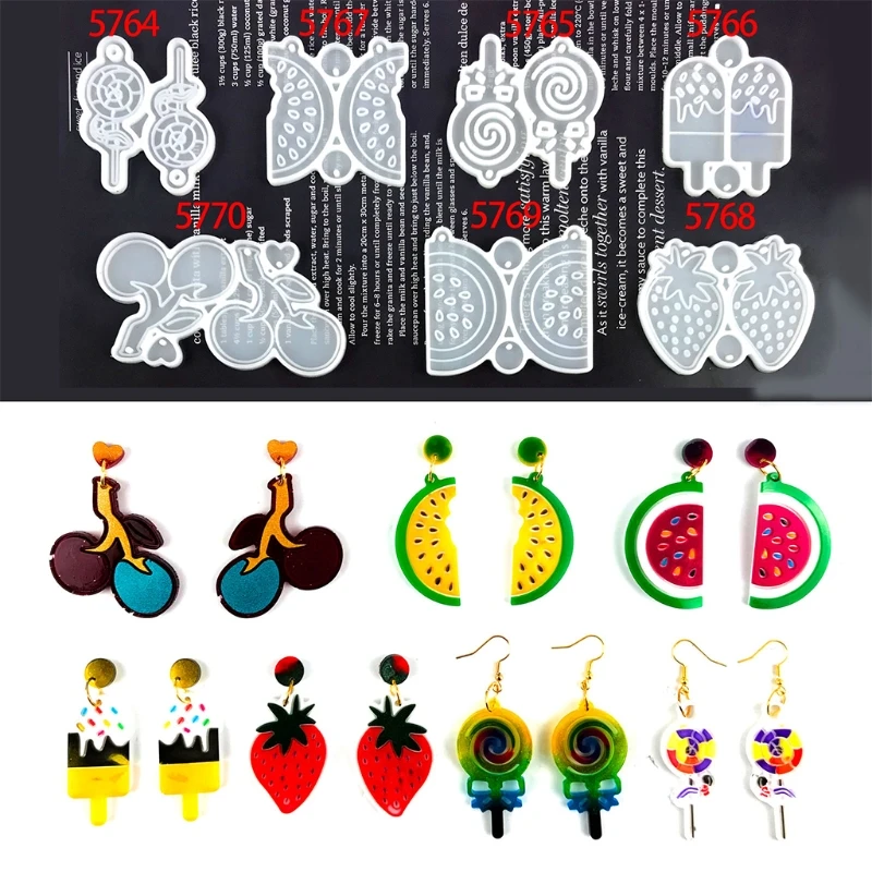 Fruit Lollipop Earrings Epoxy Resin Mold Ear Drop Dangler Pendants Silicone Mould DIY Crafts Jewelry Necklace Casting Tools
Fruit Lollipop Earrings Epoxy Resin Mold Ear Drop Dangler Pendants Silicone Mould DIY Crafts Jewelry Necklace Casting Tools