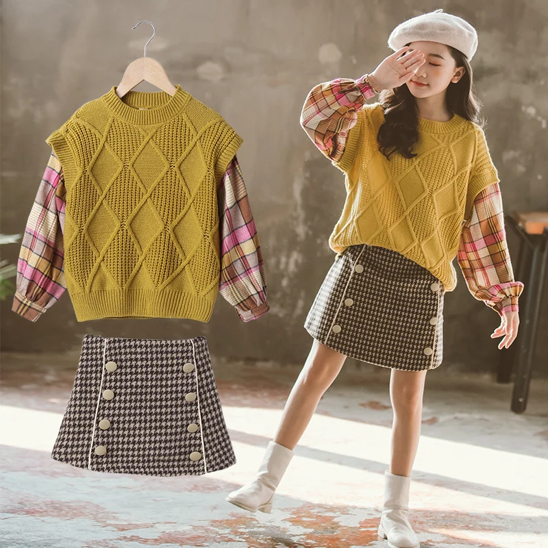 Winter Girl Two-piece Dress Vest Fashion Clothing Collocation Hoodies Jumpers Shirt Tops Winter Child Cloth
Winter Girl Two-piece Dress Vest Fashion Clothing Collocation Hoodies Jumpers Shirt Tops Winter Child Cloth