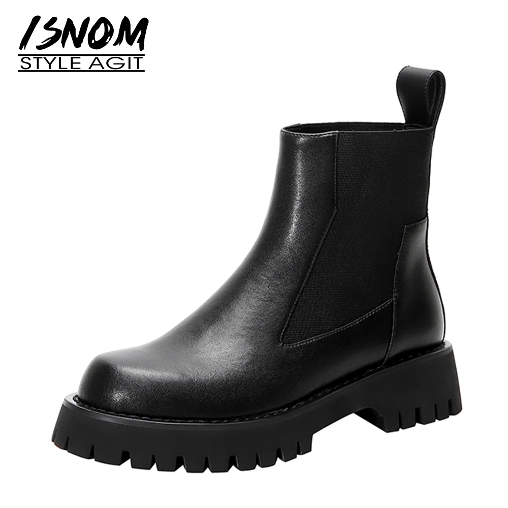 Женские ботинки челси ISNOM, ботинки из натуральной кожи на резинке, до лодыжки, сапоги на плоской подошве на платформе
Женские ботинки челси ISNOM, ботинки из натуральной кожи на резинке, до лодыжки, сапоги на плоской подошве на платформе