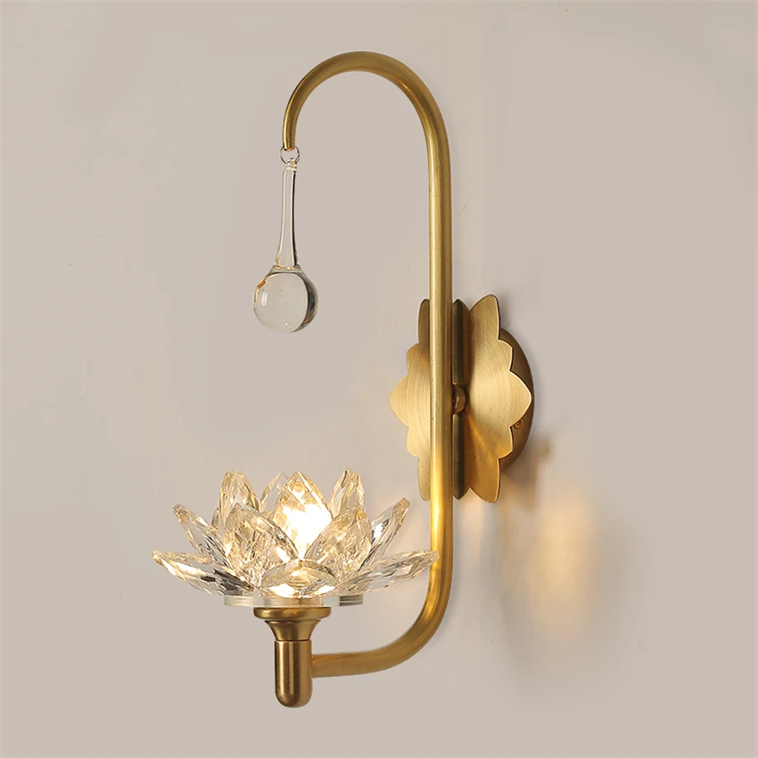 All Copper Crystal Lotus Wall Lamps Luxury Bedroom Living Room Decor Entrance Hallway Hotel Lamps Modern Water Drop Wall Lights
All Copper Crystal Lotus Wall Lamps Luxury Bedroom Living Room Decor Entrance Hallway Hotel Lamps Modern Water Drop Wall Lights