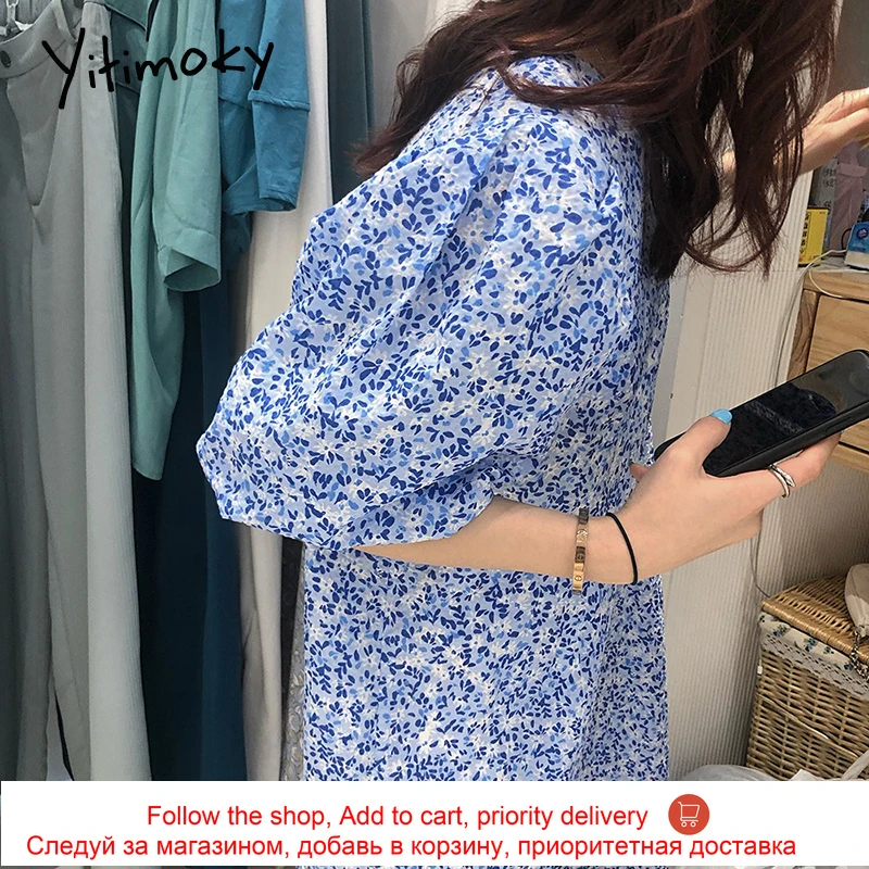 Yitimoky Vintage Floral Print High Waist Dress for Women 2021 Puff Short Sleeve V-Neck Loose A-Line Summer Korean Clothes Blue
Yitimoky Vintage Floral Print High Waist Dress for Women 2021 Puff Short Sleeve V-Neck Loose A-Line Summer Korean Clothes Blue