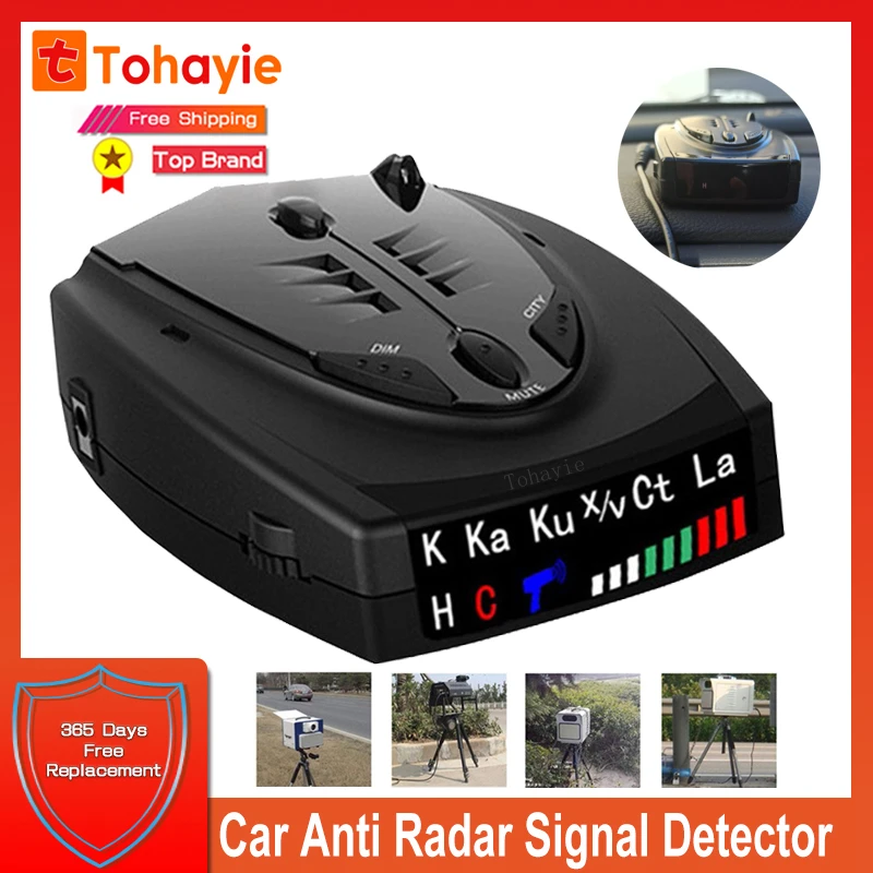 

New Radar Car Radar Detector English Russian anti radar detector Vehicle V7 Speed Alarm Systems & Security Radar Detectors