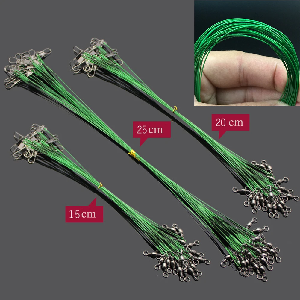 

20Pcs/lot Fishing Wire Line Leash Lure Fishhook Line Trace Wire Leader Swivel Snap Spinner Shark Spinning Expert 15/20/25CM