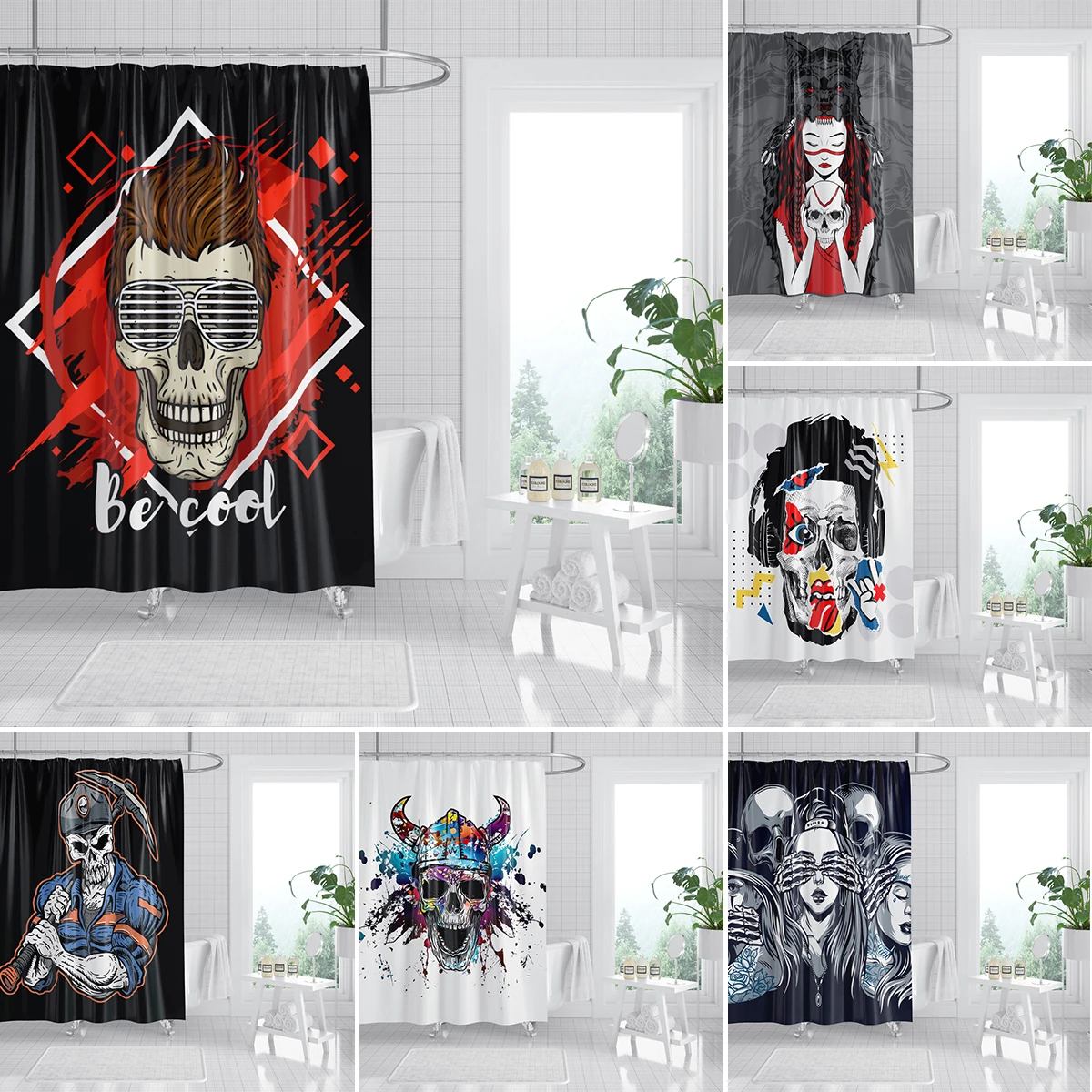 Skeleton Girl Bath Curtain Polyester Fabric Shower Curtains Skull Animal Pattern Bathtub Screen For Bath Home Decor With Hooks
Skeleton Girl Bath Curtain Polyester Fabric Shower Curtains Skull Animal Pattern Bathtub Screen For Bath Home Decor With Hooks