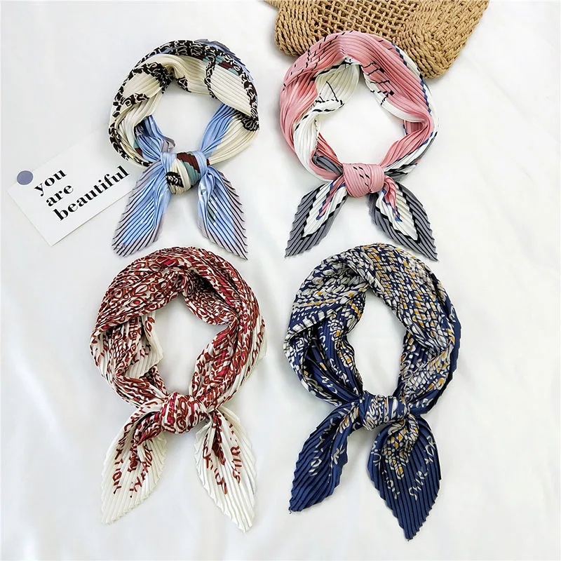 1 шт. квадратный шелковый шарф женские модные Сатиновые шарфы для шеи с мятками