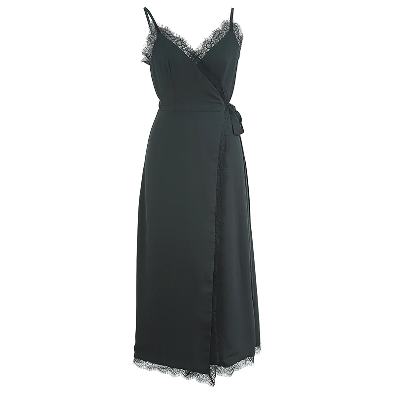 European Designer Women Sexy Party Strap Black Dress Lace Patchwork Sleeveless Slim Classic Style Slit Dresses High Qaulity
European Designer Women Sexy Party Strap Black Dress Lace Patchwork Sleeveless Slim Classic Style Slit Dresses High Qaulity