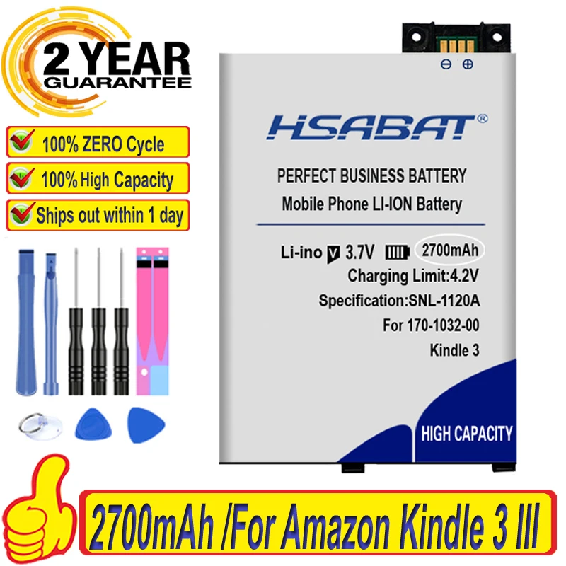 HSABAT топовый бренд 2700 мАч аккумулятор для 170-1032-00 Amazon Kindle 3 III клавиатура